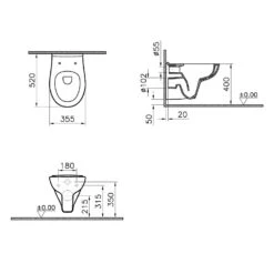 VitrA S20 Wand-WC VitrA Flush 2.0, Ohne Spülrand Mit WC-Sitz Slim Wrap -Vitra vitra badkeramik s20 wc wand flush 9413183