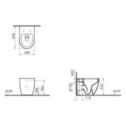 VitrA Sento Stand-WC VitrA Flush 2.0 Tiefspüler, Ohne Spülrand