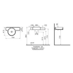 VitrA Voyage Waschtisch Compact 70 Cm, Asymmetrisch Links