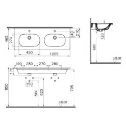 VitrA Zentrum Doppelmöbelwaschtisch 120,5 Cm