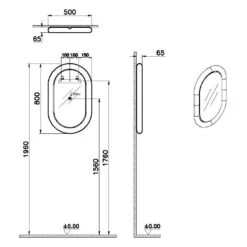 VitrA Liquid Wandspiegel Mit LED-Beleuchtung 50 X 80 Cm, Mit Keramikrahmen