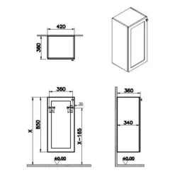 VitrA Root Classic Halbhochschrank 42 X 85 Cm, Türanschlag Links