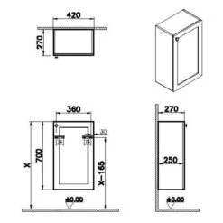 VitrA Root Classic Halbhochschrank Compact 42 X 70 Cm, Türanschlag Rechts