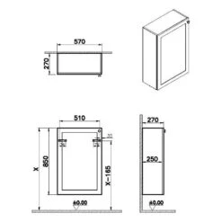 VitrA Root Classic Halbhochschrank Compact 57 X 85 Cm, Türanschlag Links