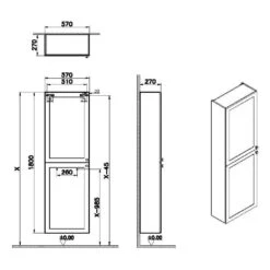VitrA Root Classic Hochschrank Compact 57 X 180 Cm, 2 Türen