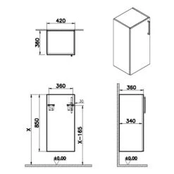 VitrA Root Flat Halbhochschrank 42 X 85 Cm, Türanschlag Links