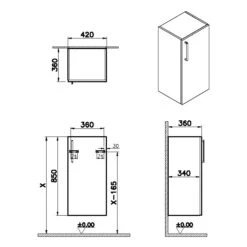 VitrA Root Flat Halbhochschrank 42 X 85 Cm, Türanschlag Rechts