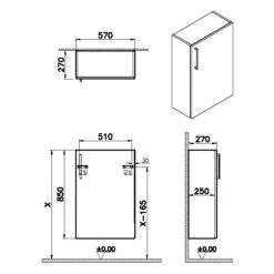 VitrA Root Flat Halbhochschrank Compact 57 X 85 Cm, Türanschlag Rechts