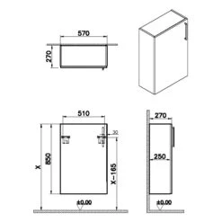 VitrA Root Flat Halbhochschrank Compact 57 X 85 Cm, Türanschlag Links