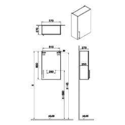 VitrA Root Flat Oberschrank 57 X 85 Cm, Türanschlag Rechts