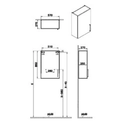 VitrA Root Flat Oberschrank 57 X 85 Cm, Türanschlag Links