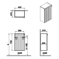 VitrA Root Groove Halbhochschrank Compact 42 X 70 Cm, Türanschlag Links