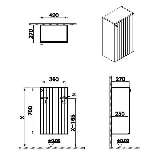 VitrA Root Groove Halbhochschrank Compact 42 x 70 cm, Türanschlag rechts VitrA Root Groove Halbhochschrank Compact 42 X 70 Cm, Türanschlag Rechts -Vitra vitra badmoebel root groove schraenke halbhochschrank 10524677