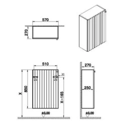 VitrA Root Groove Halbhochschrank Compact 57 X 85 Cm, Türanschlag Links