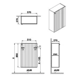 VitrA Root Groove Halbhochschrank Compact 57 X 85 Cm, Türanschlag Rechts