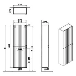 VitrA Root Groove Hochschrank Compact 57 X 180 Cm, 2 Türen
