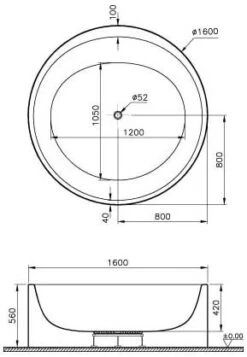 VitrA Istanbul Zylindrische Badewanne Freistehend