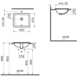 VitrA S20 Einbauwaschtisch 45 Cm