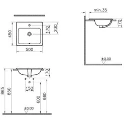 VitrA S20 Einbauwaschtisch 50 X 45 Cm