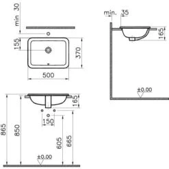 VitrA S20 Einbauwaschtisch 50 Cm