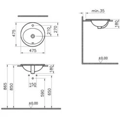 VitrA S20 Einbauwaschtisch Rund Ø 47,5 Cm