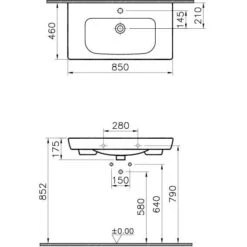 VitrA S20 Möbelwaschtisch 85 Cm