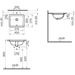 VitrA S20 Unterbauwaschtisch 45 X 37 Cm