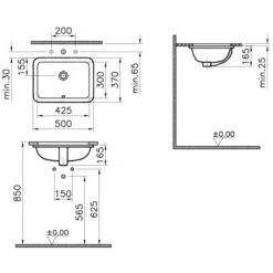 VitrA S20 Unterbauwaschtisch 50 X 37 Cm