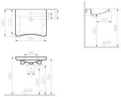 VitrA Conforma Waschtisch 65 X 56/52 Cm Ohne Hahnloch, Ohne Überlauf