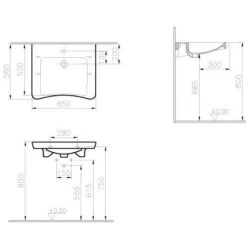 VitrA Conforma Waschtisch 65 X 56/52 Cm Mit Hahnloch, Mit Überlauf