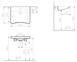 VitrA Conforma Waschtisch 65 X 56/52 Cm Ohne Hahnloch, Mit Überlauf