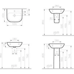 VitrA S20 Waschtisch 50 Cm, 1 Hahnloch Mittig, Mit Überlauf